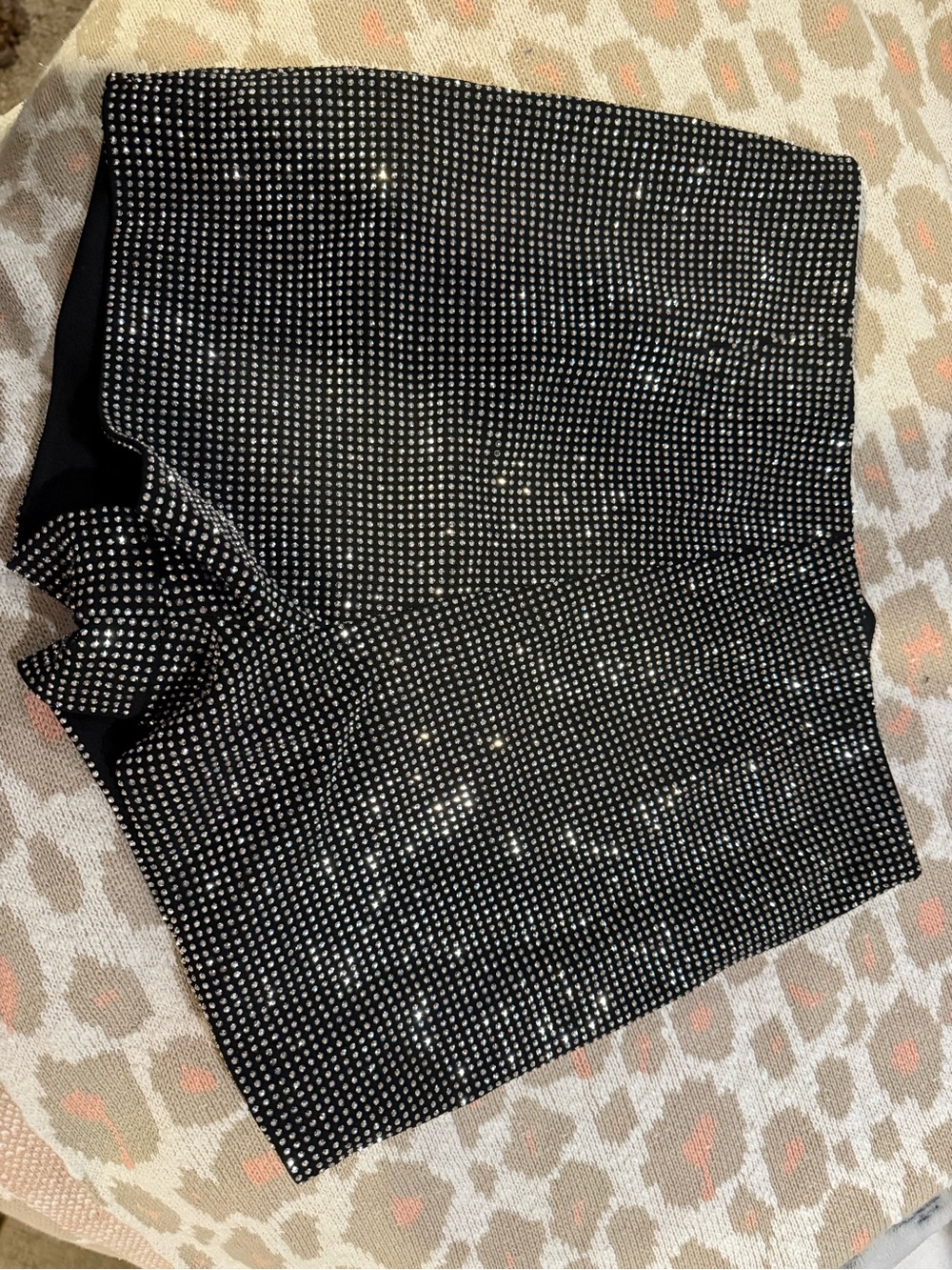 She + Sky Black Mini Skirt with Silver Rhinestones